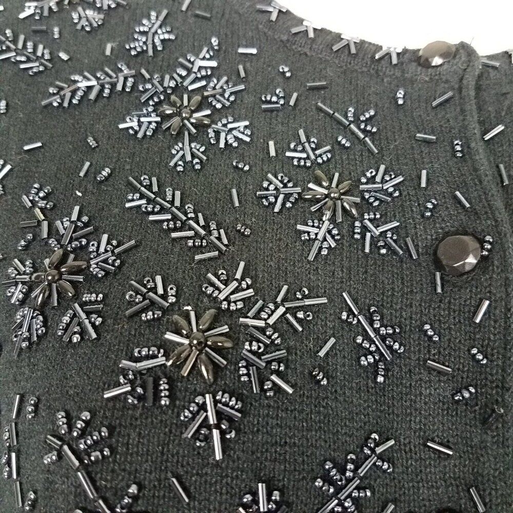 Kathie Lee Collection S Elegant Cardigan Black Be… - image 8